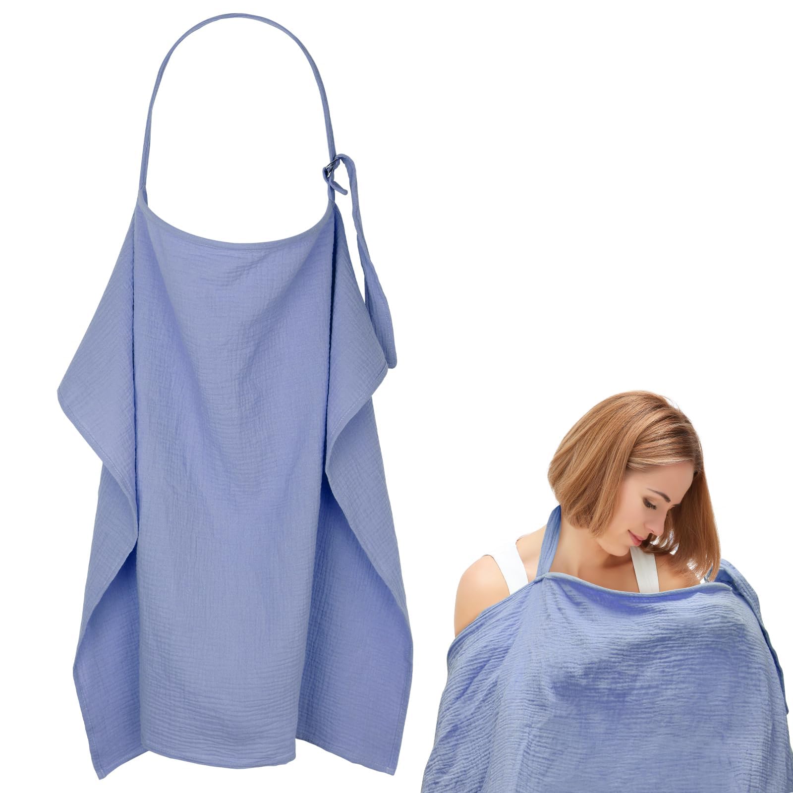 Huiguli Stilltuch, Upgrade 75x110cm Musselin Stillschal für Unterwegs, Private Stillbezug für Baby, Weich Stillschürze aus Baumwolle, Hellblau Stillschürze, Outdoor Nursing Cover