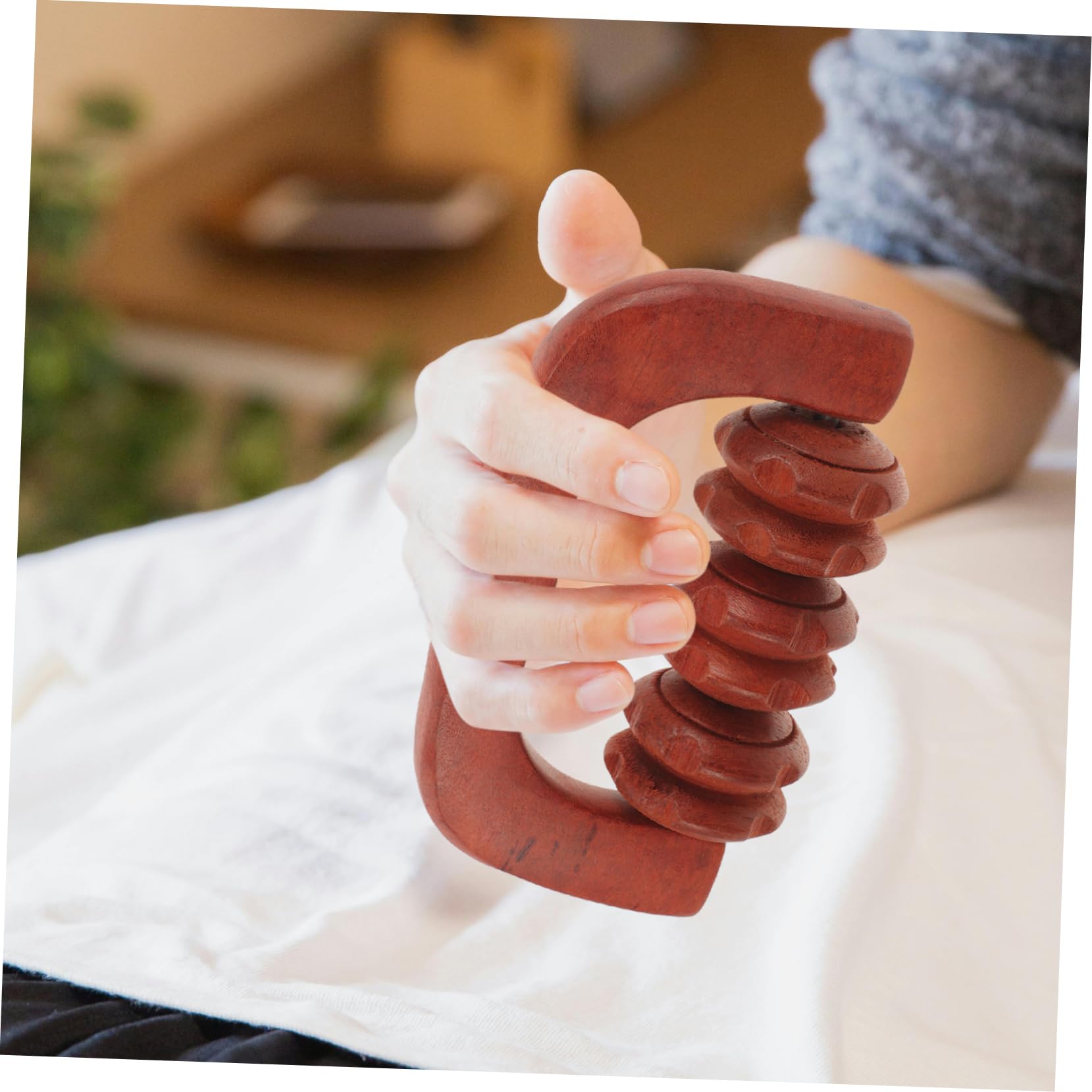 Didiseaon 4 Piezas Masajeador de rodillos de madera. masajeador de mano rodillo de masaje masajeador de rodillos para el cuello rodillo muscular manual rueda de desplazamiento engranaje