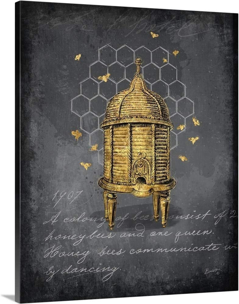 CANVAS ON DEMAND 2-Piece Honey Bee Canvas Wall Art Print Set, Cheerful Home Decor Ideas for the Kitchen, Laundry Room or Dining Room