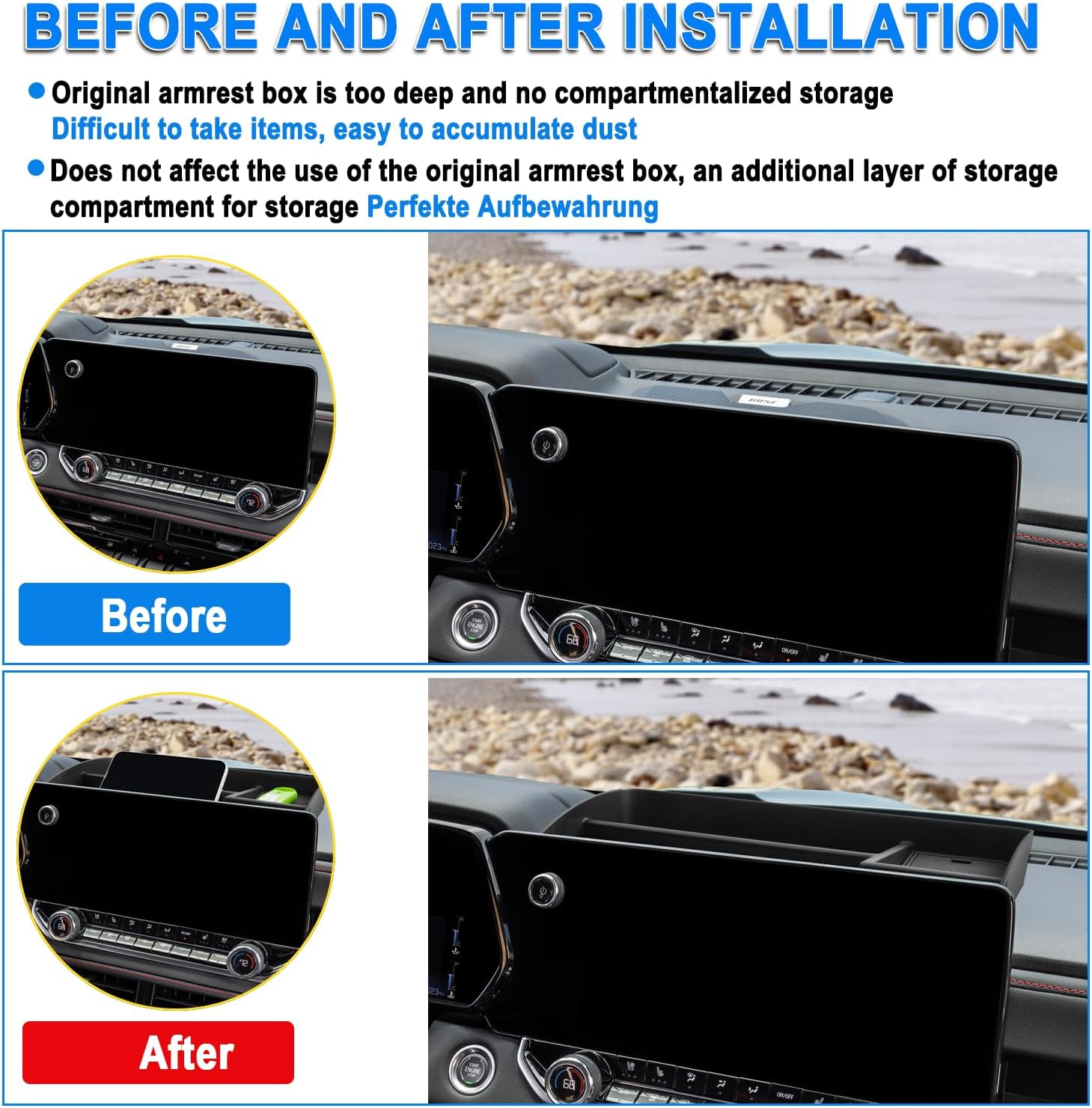 SHAOHAO 2025 2026 Chevy Colorado Dash Organizer for 2023 2024 2025 2026 Chevy Colorado & GMC Canyon Accessories 2023 2024 2025 2026 Colorado Z71, ZR2 Dashboard Organizer Behind Screen Storage Box Tray