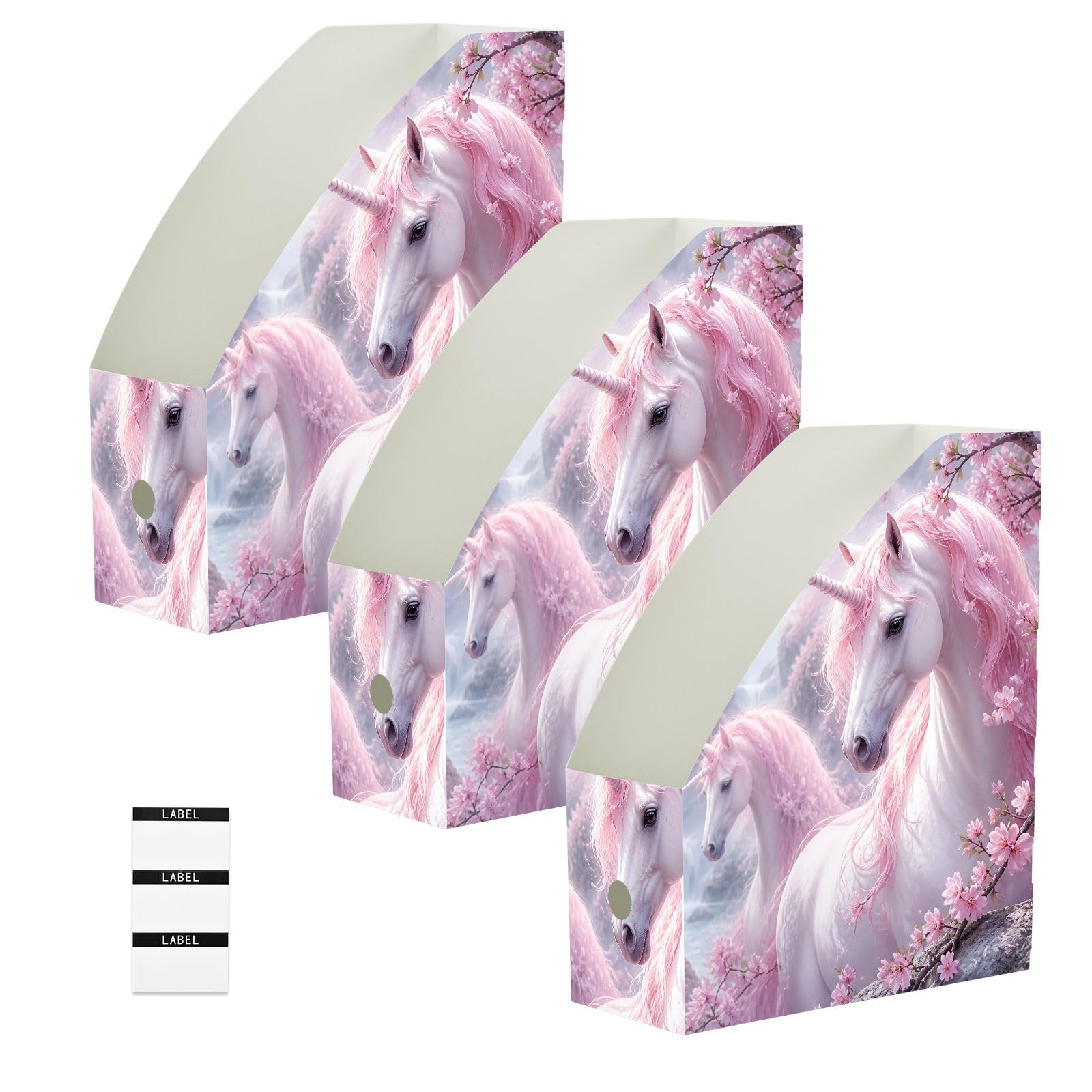 Organiseur de bureau à motif de licorne et floral avec classement vertical