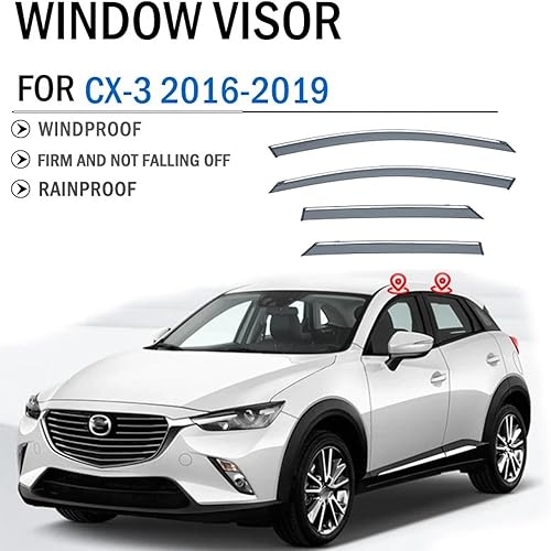 Miniatura 2 de Deflectores para Ma-zda CX-3 CX3 2016 2017 2018 2019 Protectores de lluvia para ventana lateral, deflectores de viento, viseras de ventana para