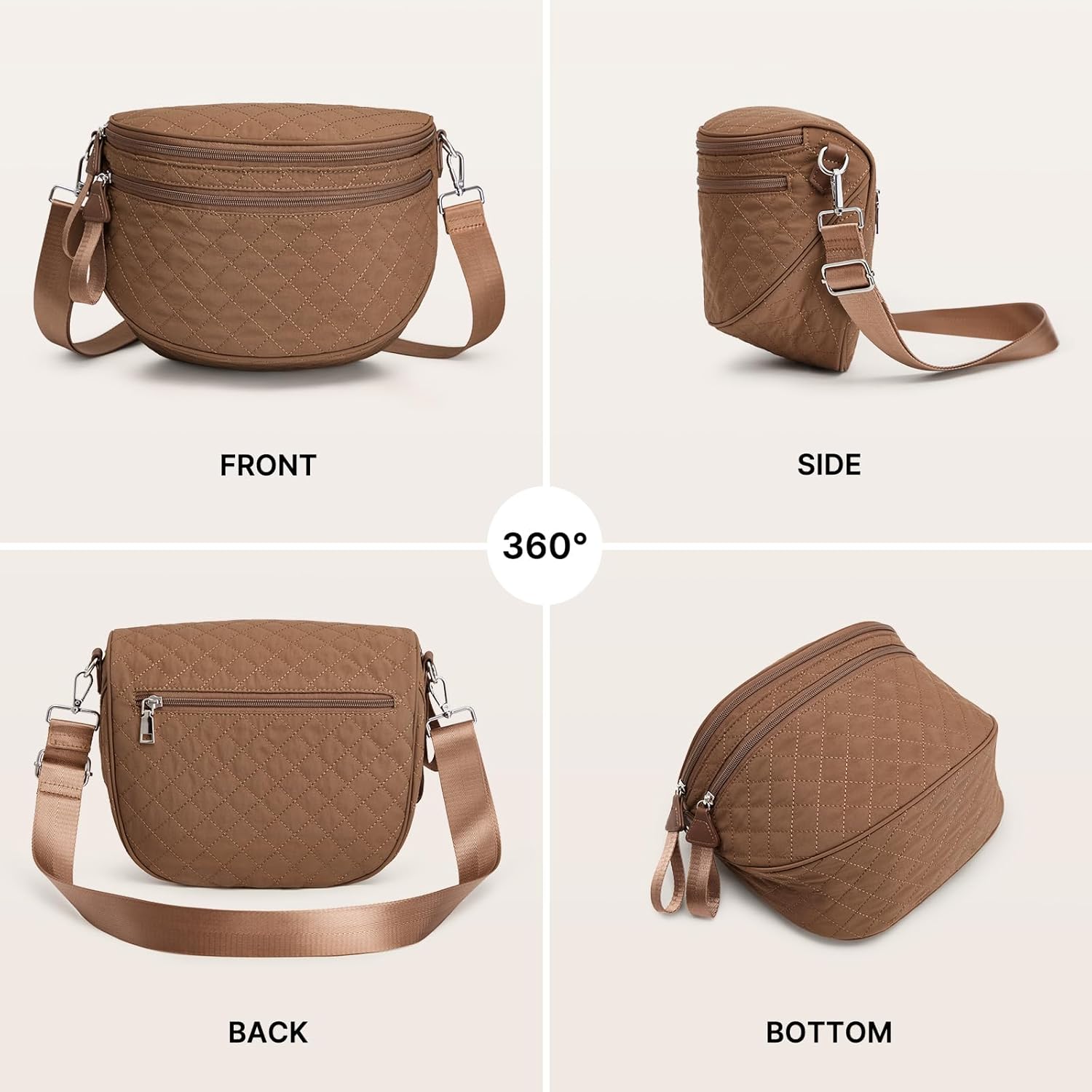 G4Free Quilted Bum Bag Crossbody Bags for Women, Spacious Nylon Cross Body Bag with Removable Pouch - Image 8