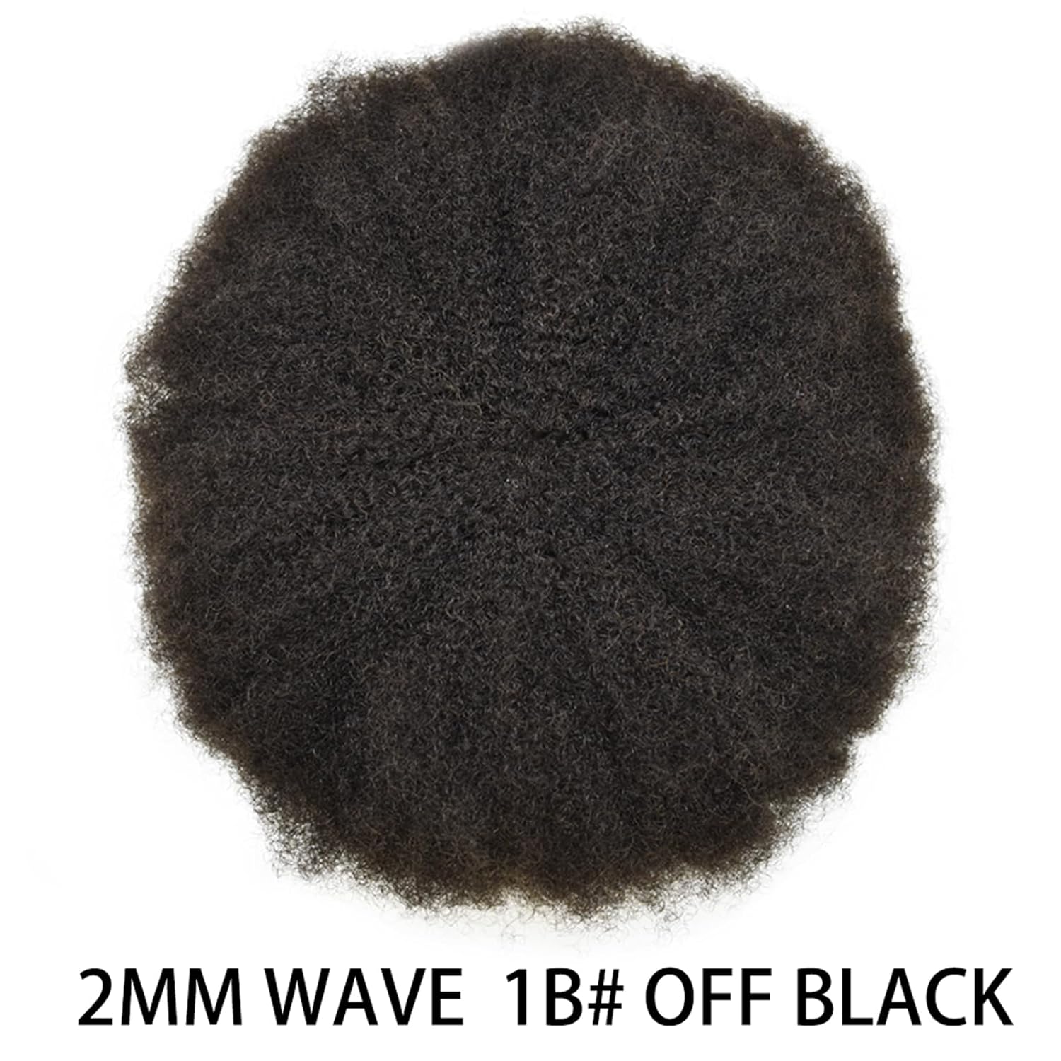 Hair Unit for Black Men Afro Toupee Curly Hair Replacement System Hair Piece African American Man Hairpiece (1B# Natural Black, 2MM Afro Wave)