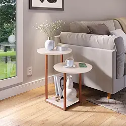 Mesa Lateral e Apoio Sala Canto Industrial Pés Ferro 2 em 1 Luiza