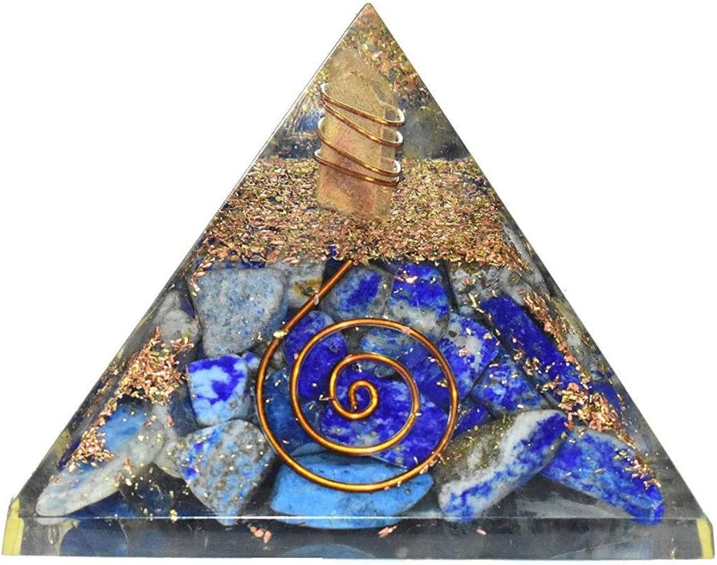 REBUY Lapis Lazuli Orgone Pyramid Reiki Crystals Healing Stone for Meditation Steady Income Wealth and Prosperity