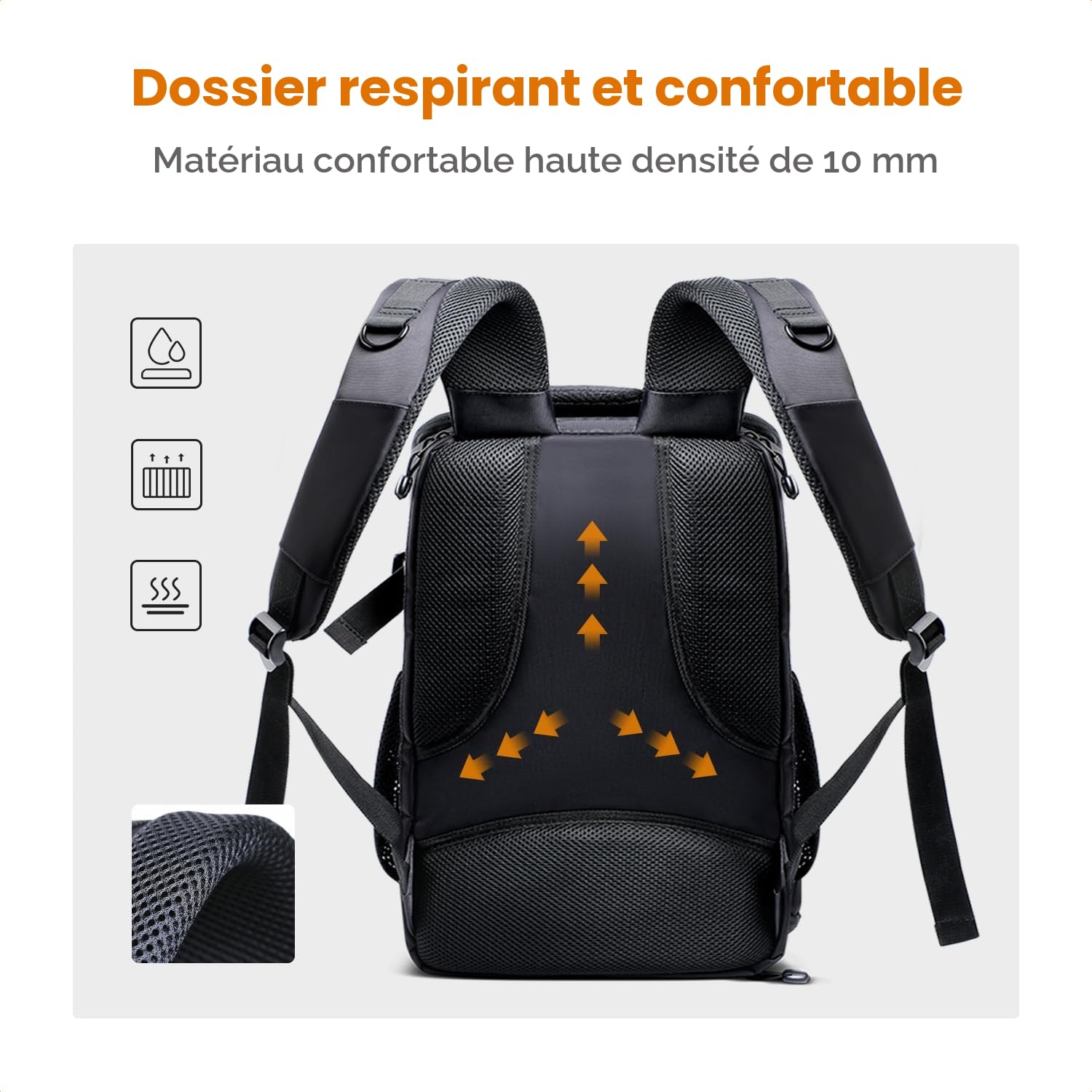 K&F CONCEPT Sac à dos pour appareil photo Canon Nikon Sony DSLR drone, objectif, ordinateur portable, trépied et accessoires avec housse de pluie