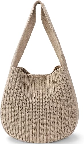 hatisan Bolsas de ganchillo para mujer, bolsa de ganchillo grande, bolsa de mano de punto estética, bolso de hombro