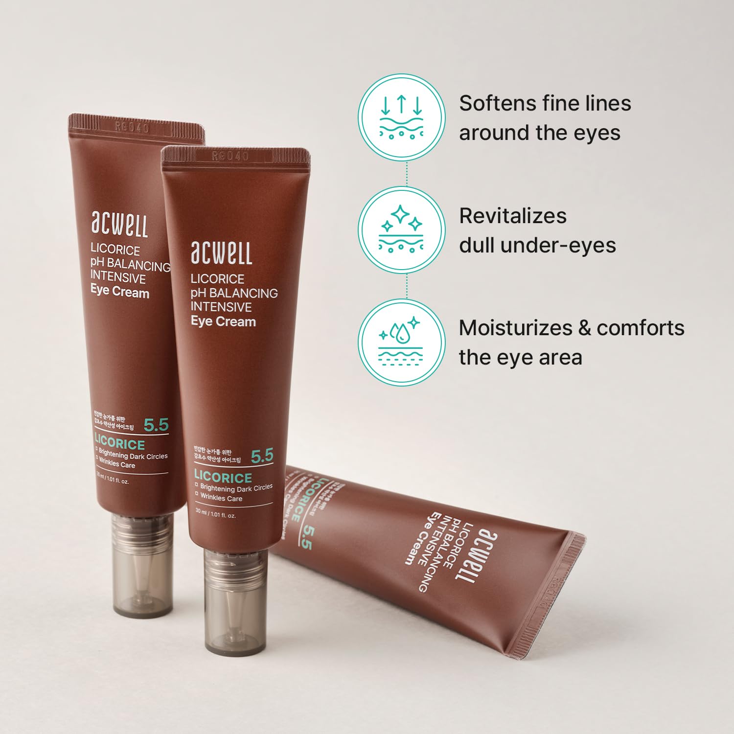 ACWELL Licorice pH Balancing Intensive Anti-Wrinkle Eye Cream 1.01 fl.oz. -For Dark Circles and Puffiness with Peptides and Licorice Water, Anti-aging Face Cream for Men and Women - Image 3