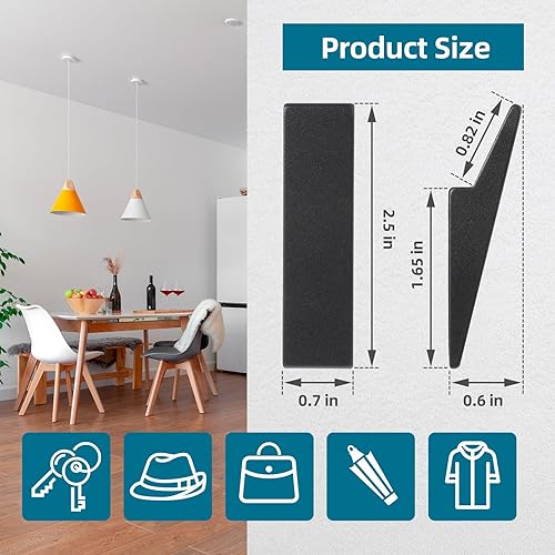 Miniatura 6 de Paquete de 4 ganchos adhesivos de pared resistentes, ganchos colgantes de aleación de aluminio sin taladrar para toallas, abrigos, sombreros,