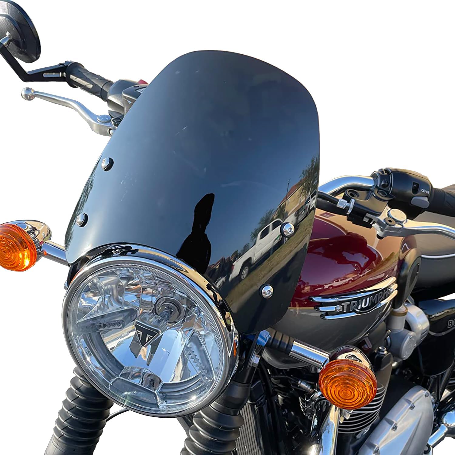 Motorcycle Flyscreen Windscreens Pare-brise Compatible with T-riumph Bonneville T100 T120 Wind Deflectors Windshield Windscreen T 100 T 120 Accessories (Smoke)