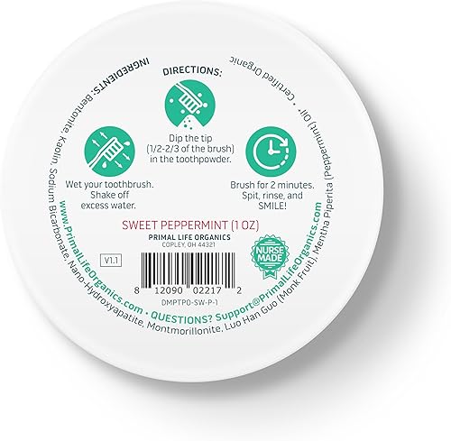 Miniatura 7 de Primal Life Organics - Polvo de dientes de boca sucia polvo de limpieza de dientes aceites esenciales saborizados con caolín natural y arcilla de