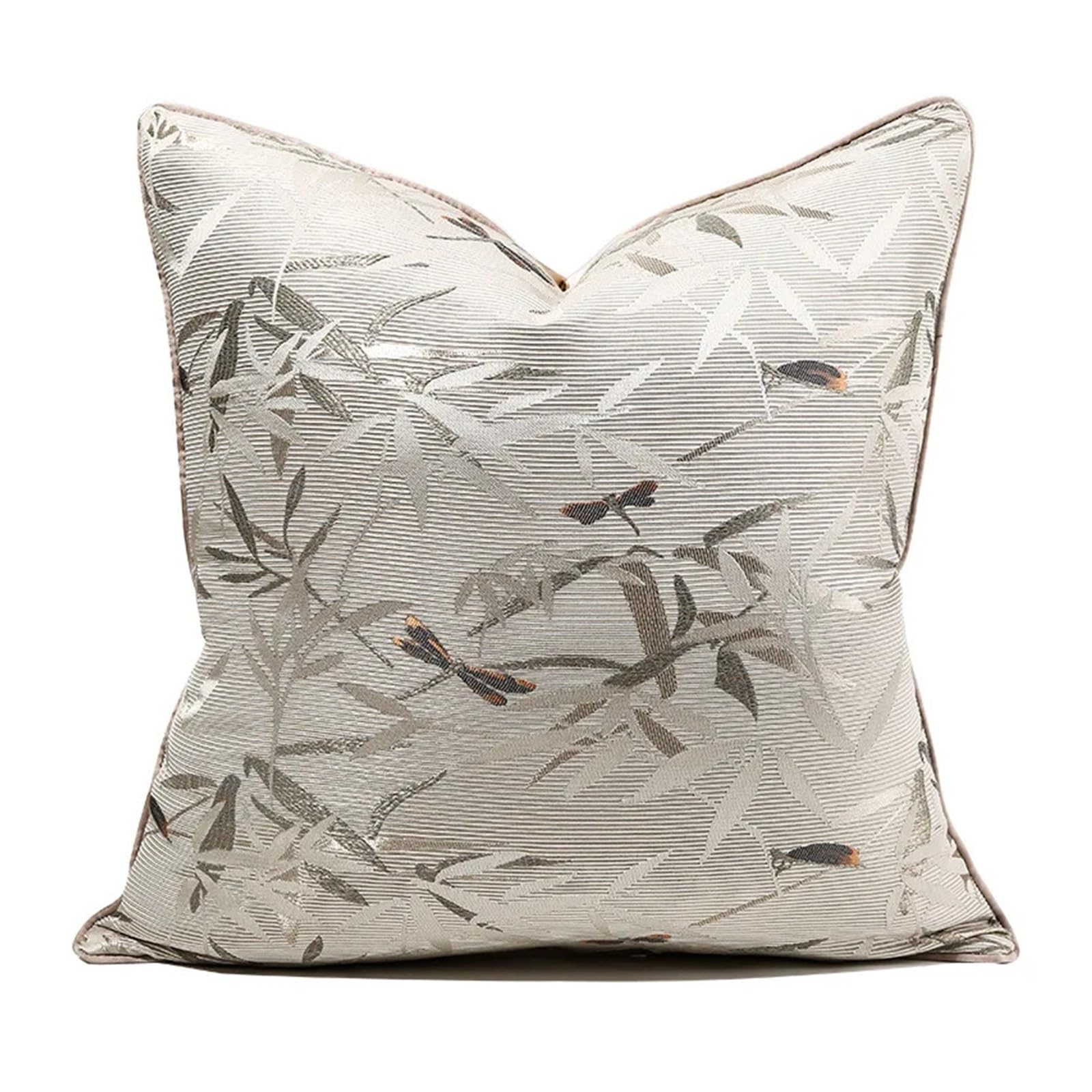 Jacquard Cushion Cover Dragonfly Square Pillowcase Light Luxury Home Sofa Pillow Covers Decor(45x45cm)