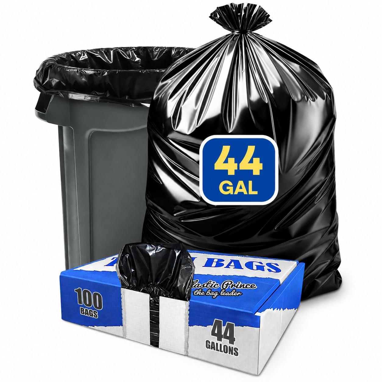 Amazon.com: PLASTIC PRINCE 44 Gallon Trash Bags 1.5 Mil Heavy Duty