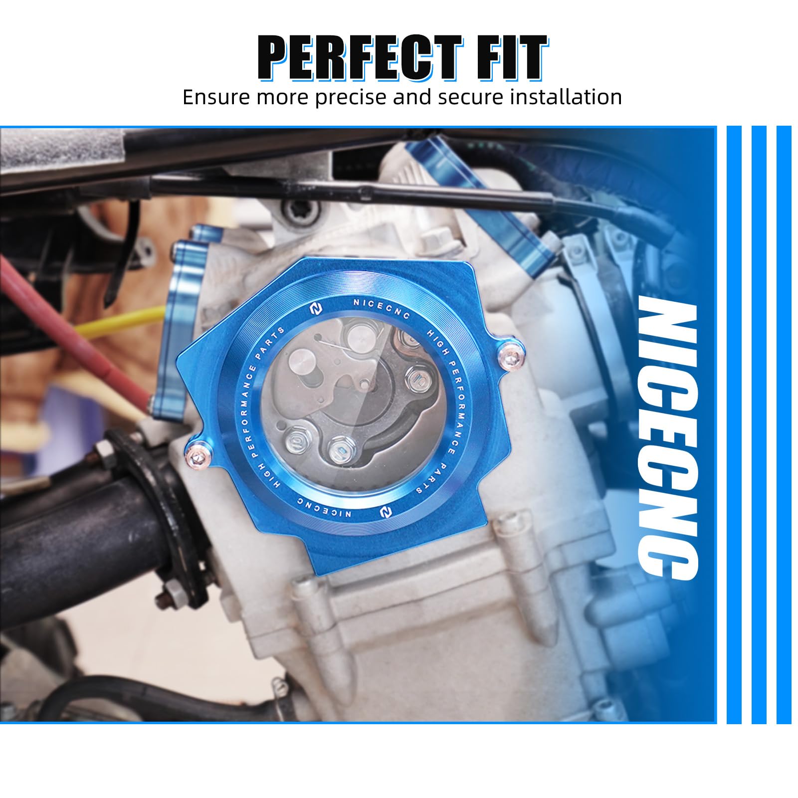 NICECNC Cubierta de Eje de Leva Transparente de aleación de Aluminio Azul Compatible with Yamaha Raptor YFM 700 2006-2024, Raptor 700 R 2009-2024, Raptor 700 SE 2009-2024