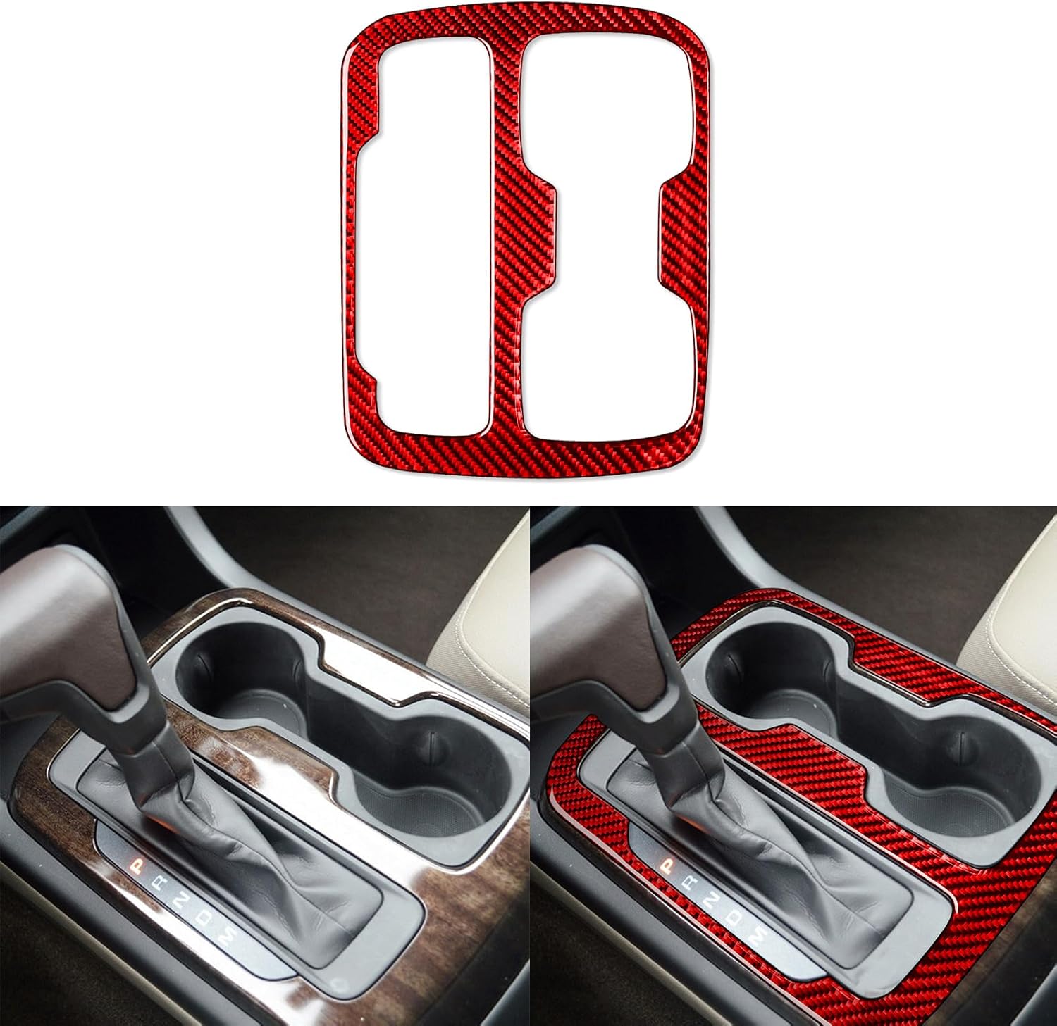 Red Real Carbon Fiber Car Center Console Gear Shift Panel Cover Sticker Anti-Scratches Trim Compatible with Chevy Colorado/GMC Canyon 2015 2016 2017 2018 2019 2020 2021 2022 Interior Trim Accessories