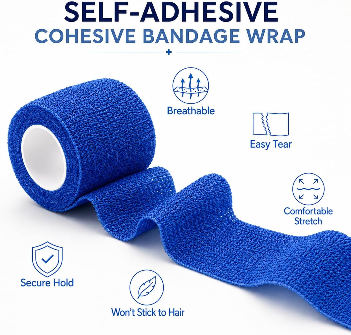 Primacare WB-7709 Self Adhesive Bandage Wrap 48 Pack, 2” x 5 Yards Cohesive Elastic Bandage Wrap, Multi Color Self Adherent Athletic Wrap Tape for Wrist, Ankle, Sports, First Aid, Vet and Pet Care