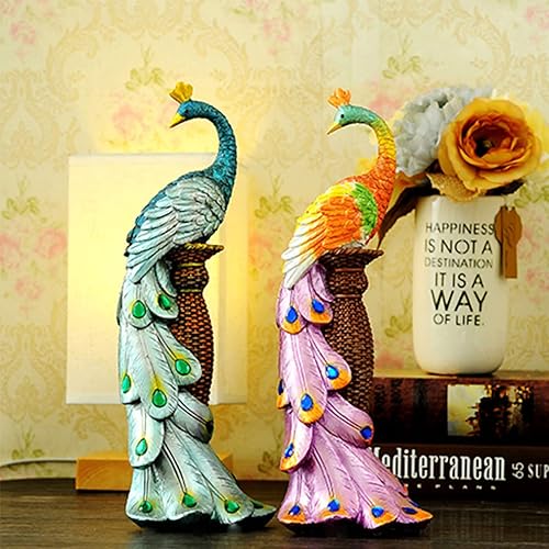 Miniatura 9 de Decoración de estatua de pavos reales, escultura de animales, resina moderna, acento para el hogar, pasillo, sala de estar, dormitorio, habitación