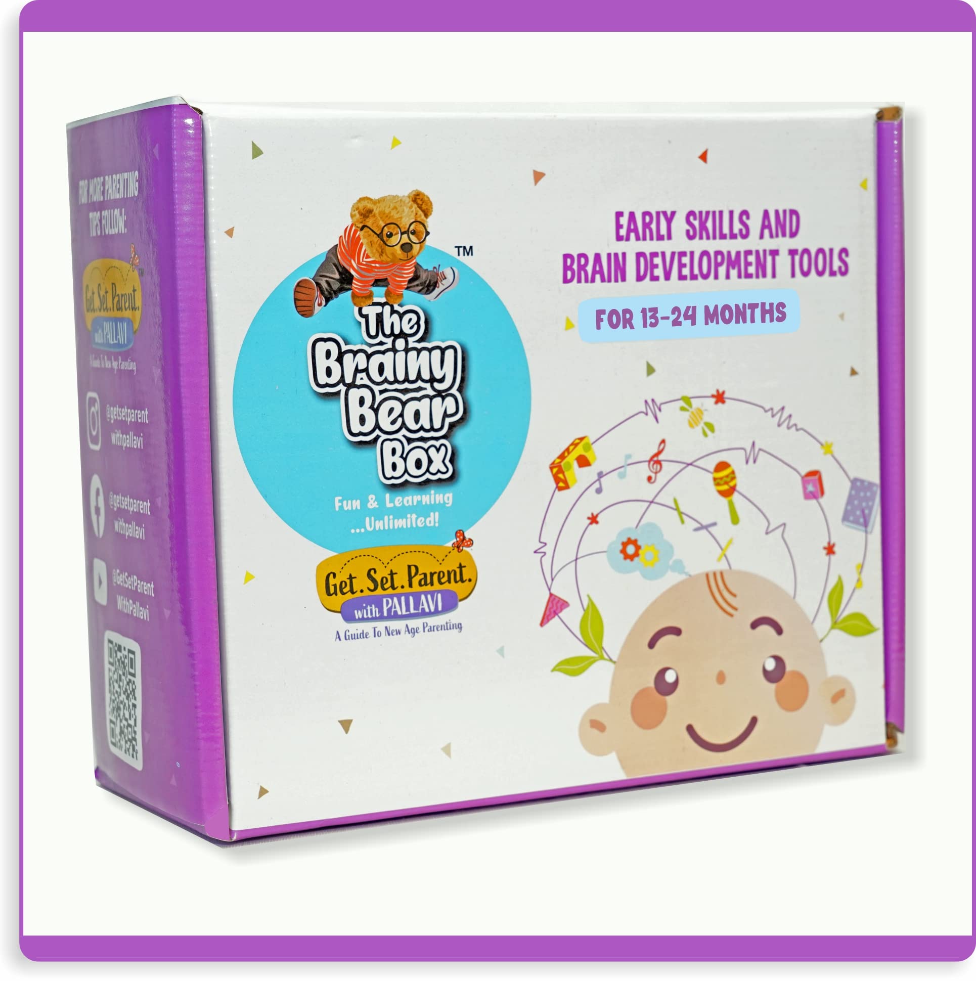 The Brainy Bear Store Combo Offer: Pack of 4 Brainy Bear Subscription Boxes (13-24 Months) | Soft Tool for Visual Stimulation | Builds Hand-Eye Coordination | Brain Development Activities, Multi