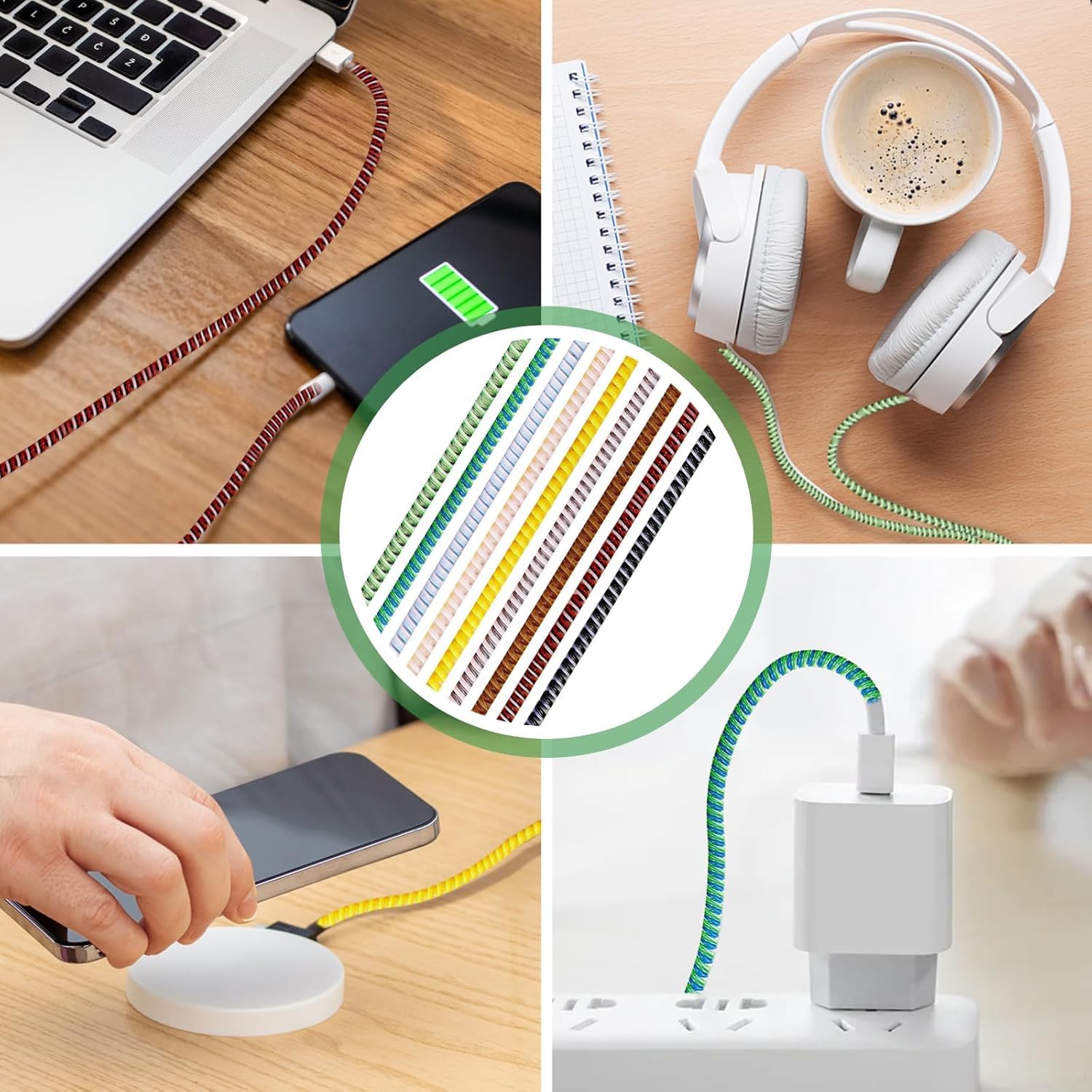 9 Protezioni per Cavi Di Ricarica, 1,4 m, Protezione Cavo in Tpu, Protezione Flessibile Micro USB per Cellulare, Cavo di Ricarica per Notebook (9 Colori)