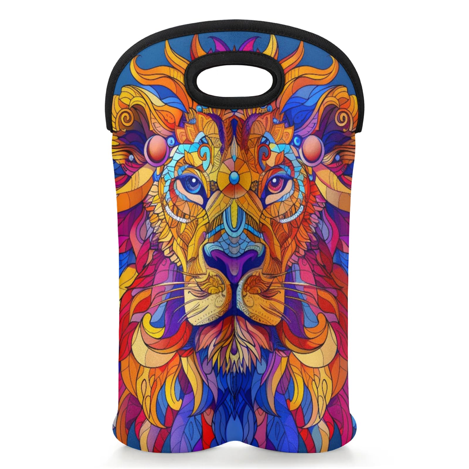 GzLeyigou 2 Bottles Tiger Pattern Wine Bag Sleeve Totes Neoprene Protective Wine Carrier Bag for Wine,Water, Champagne, Beer, Baby Bottles,Gift 14.5 x 10 Inches