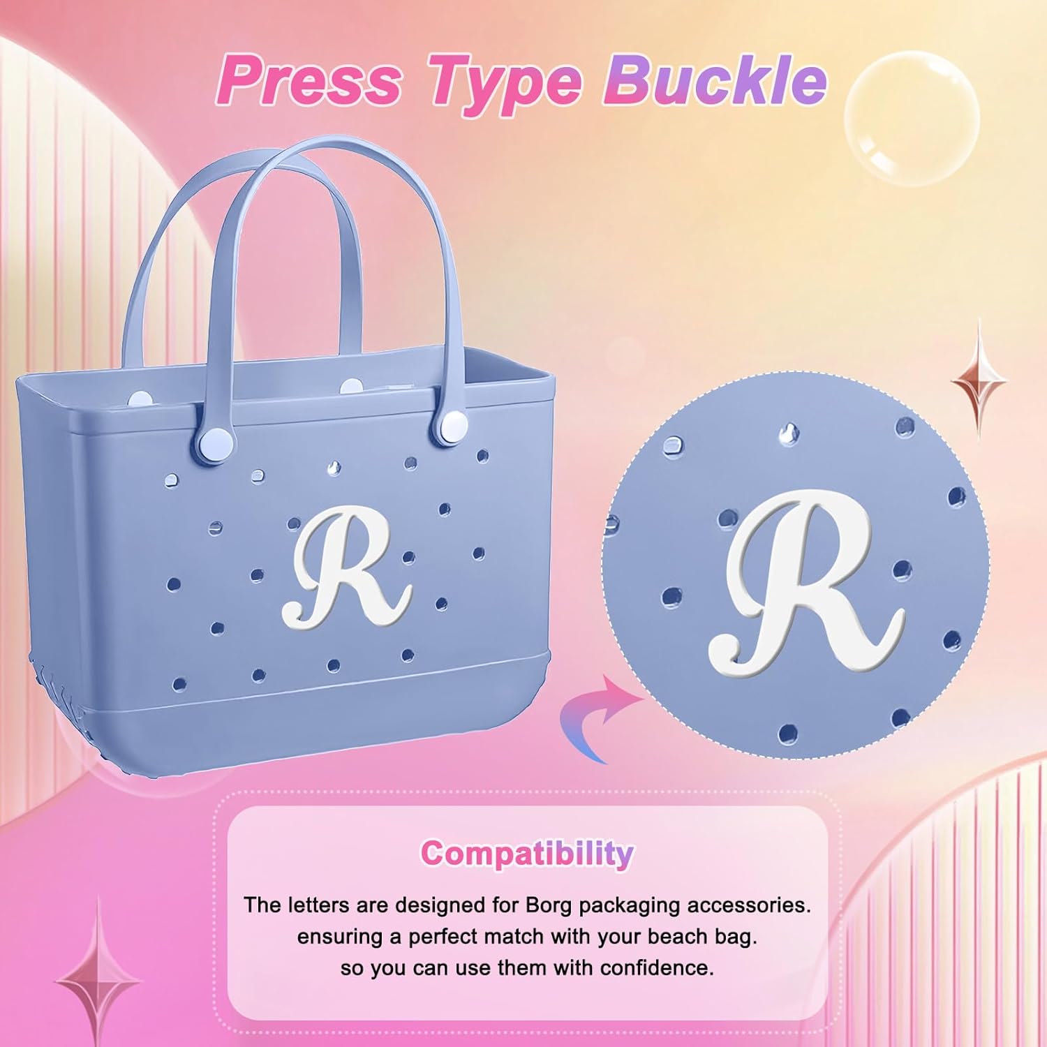 Decorative Lettering Charms for Bogg Bag, Alphabet Lettering Accessories, Decorative Bogg Bag Charms Insert Alphabet Lettering, Alphabet 3D Letters for Personalizing Handbag DIY - Image 3