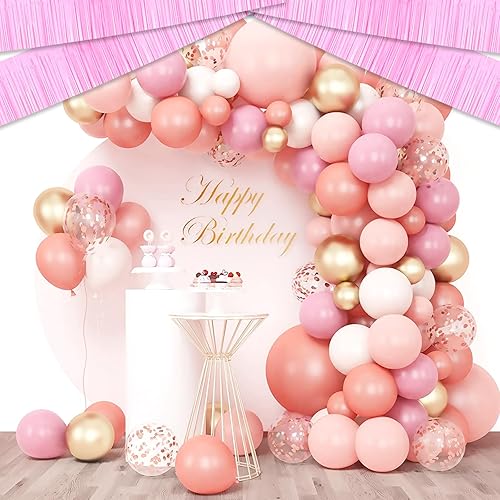 Miniatura 4 de Paquete de 6 guirnaldas de flecos metálicos de color rosa macarrón de 10 pies para colgar en la pared, despedida de soltera, fiesta de Navidad,