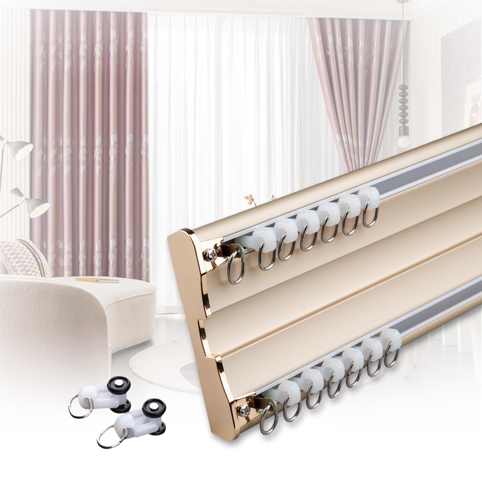 Barre de plafond double rail alu 320 cm à haute fluidité de glisse