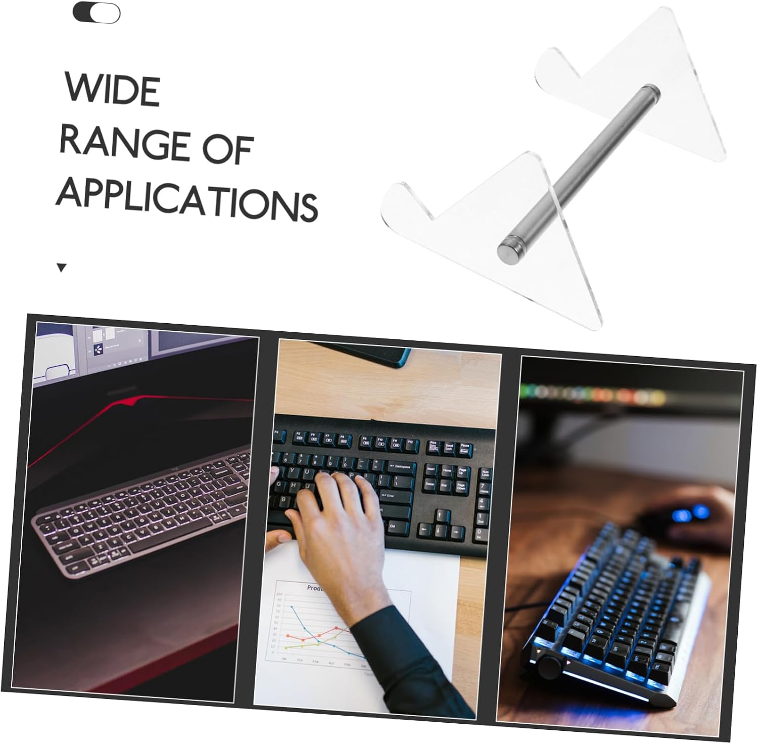DECHOUS Transparent Acrylic Keyboard Stand Holder Detachable Ergonomic Tray for Comfortable Typing Non- Base Portable Riser for Desk Organization image 5