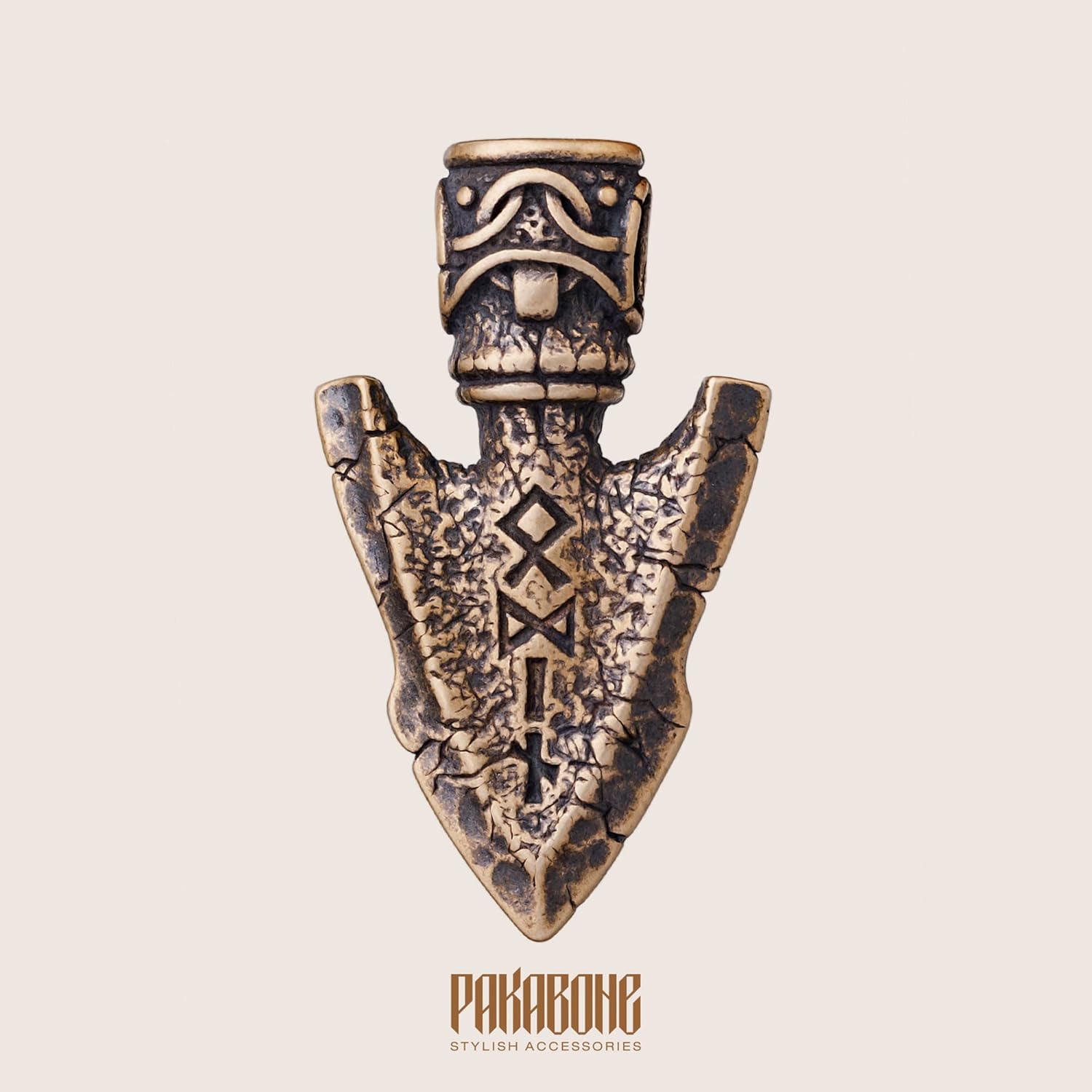 Viking Bronze Necklace Odin's Spear Gungnir - Norse Pendant with Valknut and Runic Inscription Odin - Scandinavian Nordic Style - Viking Pagan Jewelry for Men Women