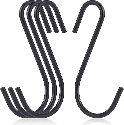 Miniatura 9 de Ganchos S de acero inoxidable recubierto resistente, para cacerolas, sartenes y panaderos, ganchos industriales en S para estantes de almacenamiento