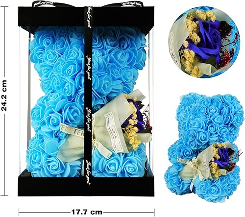 Miniatura 6 de Regalos para el día de San Valentín para ella, oso de rosas, regalo romántico de cumpleaños para novia, esposa, oso de peluche de rosas para mujer,