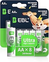 EBL AA Rechargeable Batteries (Retail Package), 1.2V 2800mAh AA Battery, 8 Counts