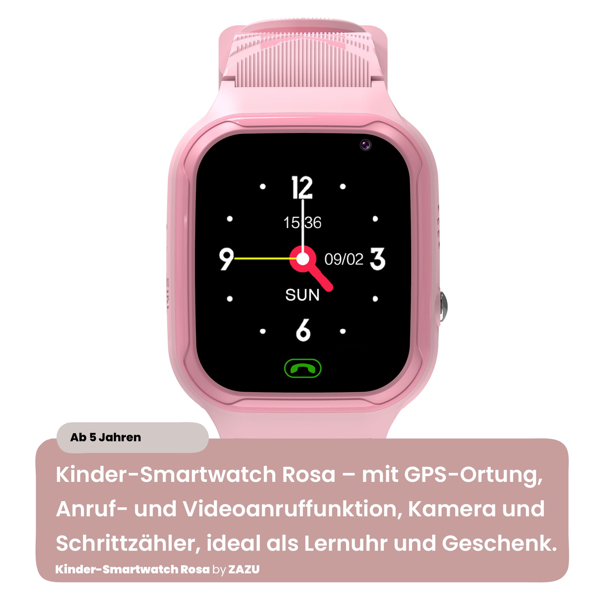 Reloj Inteligente para niños Rosa – con localización GPS, Llamadas y videollamadas, cámara y podómetro – Regalo para niños a Partir de 5 años – Reloj Educativo Infantil – Zazu