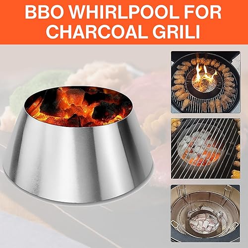 Miniatura 4 de QuliMetal Barbacoa Whirlpool para Weber Kettle 22 26.75 pulgadas WSM, huevo verde grande, Kamado Joe, Weber Smokey Mountain Charcoal Briquet