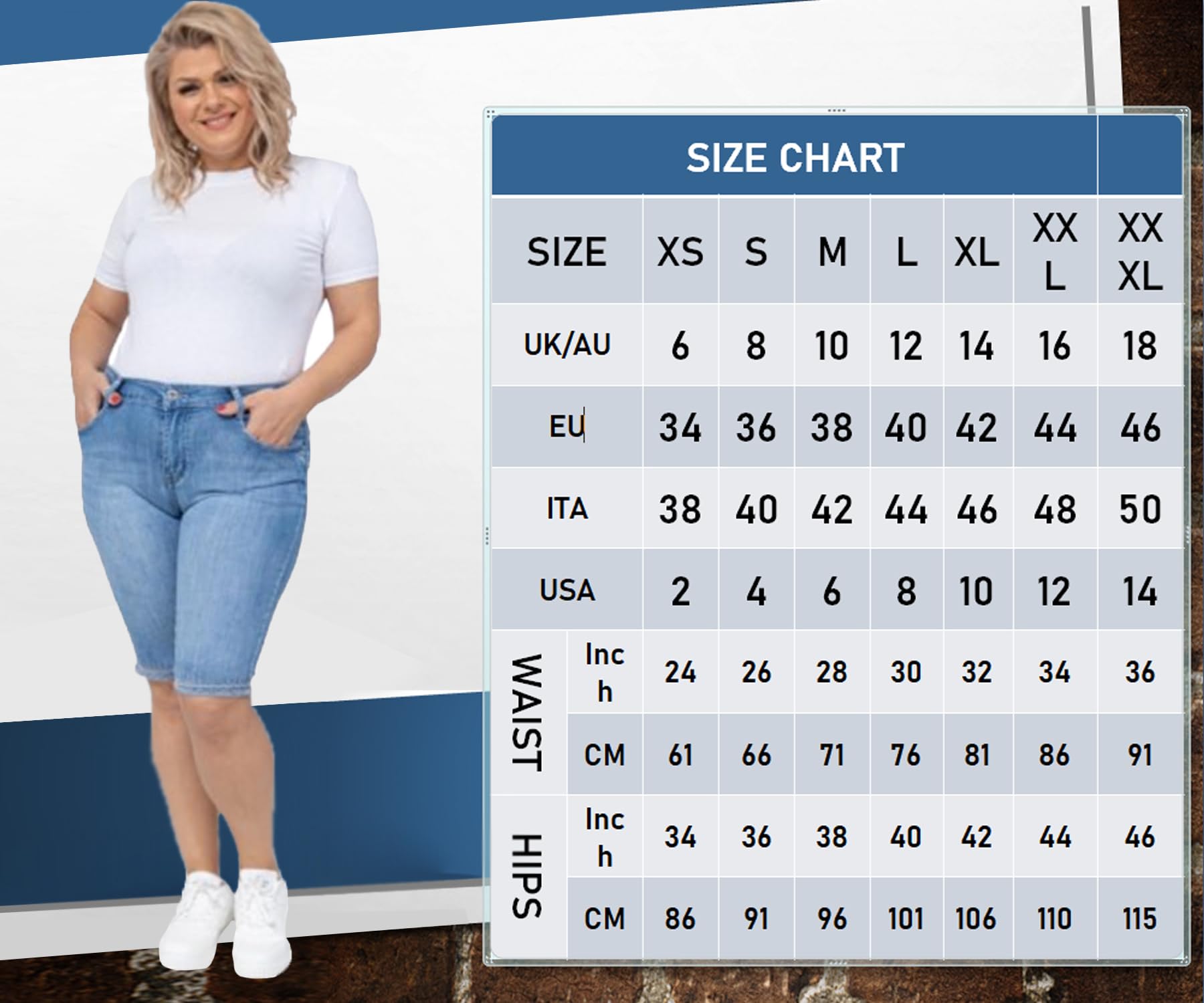 Mujer de Talla Grande Bermudas Vaqueras - Cintura Alta, Estilo Crop, Elegantes y Confortables
