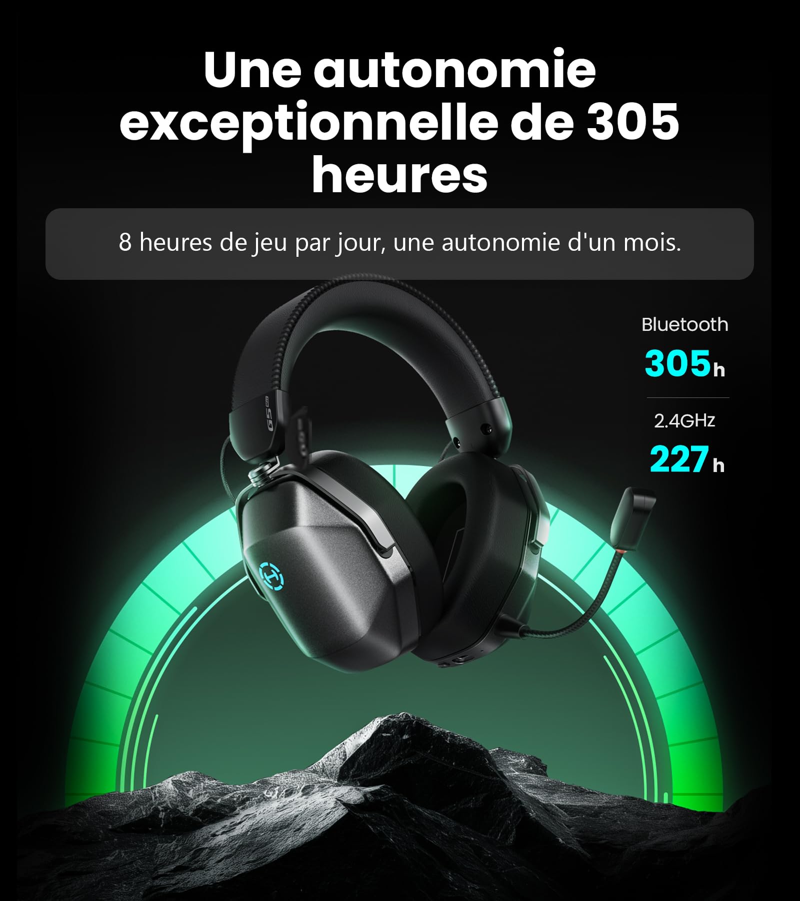 Edifier G5 Max Casque Gaming sans Fil THX Spatial Audio, Gris Sidéral | Driver Pen 53mm – Autonomie 305h, Audio HD sans Fil/Filaire, 2,4GHz/Bluetooth 6.0/Filaire, Micro détachable，4 Modes