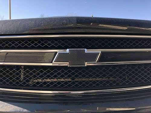 Vista 8 de LZLRUN Compatible with Bowtie Logo Wrap Stickers Cut-Your-Own Emblem Overlay DIY Decals for Chevy (11.8 Inch x 4 Inch) (Black Carbon Fiber)