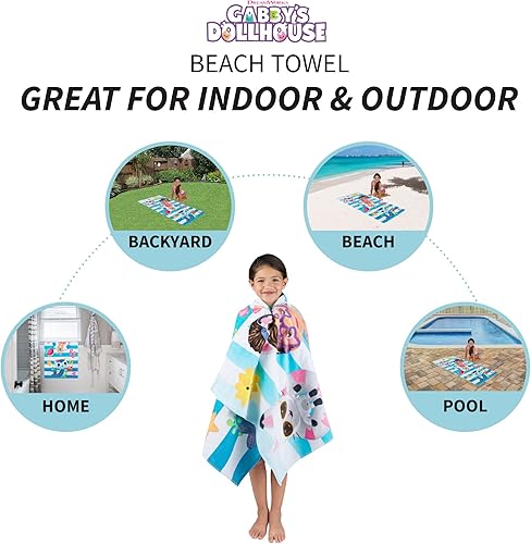 Miniatura 3 de Franco DreamWorks Gabbys Dollhouse - Toalla de baño de algodón súper suave 58 x 28 pulgadas producto oficial de Gabbys Dollhouse