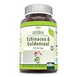 Echinacea & Goldenseal Root Supplement | 450 Mg Per Serving | 250 Veggie Capsules | Non-GMO | Gluten-Free | Made in USA (250 Veggie Capsules)