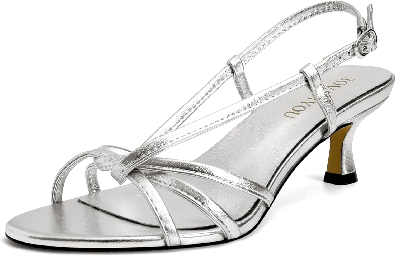 SOVANYOU Strappy Kitten Heel Sandals for Women Slingback Heeled Sandals Womens Round Toe Comfortable Casual Sandals