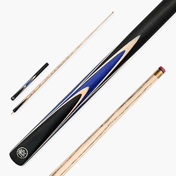 CRUCIBLE Hand Spliced   Jointed 57 Inch Snooker Pool Cue with Smooth Premium Ash Shaft and Ebony Style Butt with a 9.5mm Pro Leather Tip   Includes 6 Inch Mini Butt Extension
