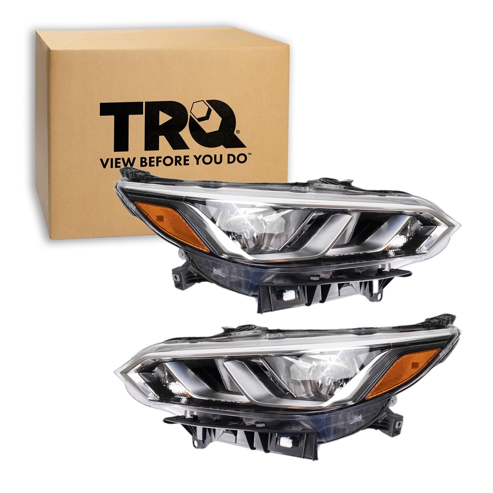 TRQ 2 Piece Headlight Assembly Set Halogen Driver &amp; Passenger Side Compatible with Nissan Sentra 2020-2023 NI2502276 NI2503276 260106LB0A 260606LB0A