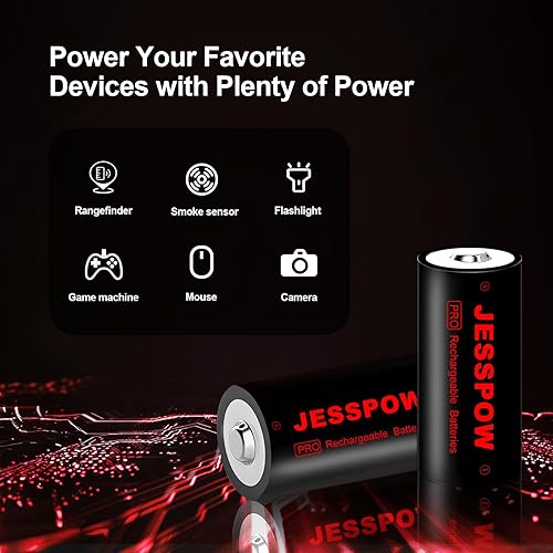 Miniatura 5 de JESSPOW Baterías recargables CR123A, paquete de 12 con cargador, baterías de litio CR123a 750mAh 3.7V para cámaras Arlo