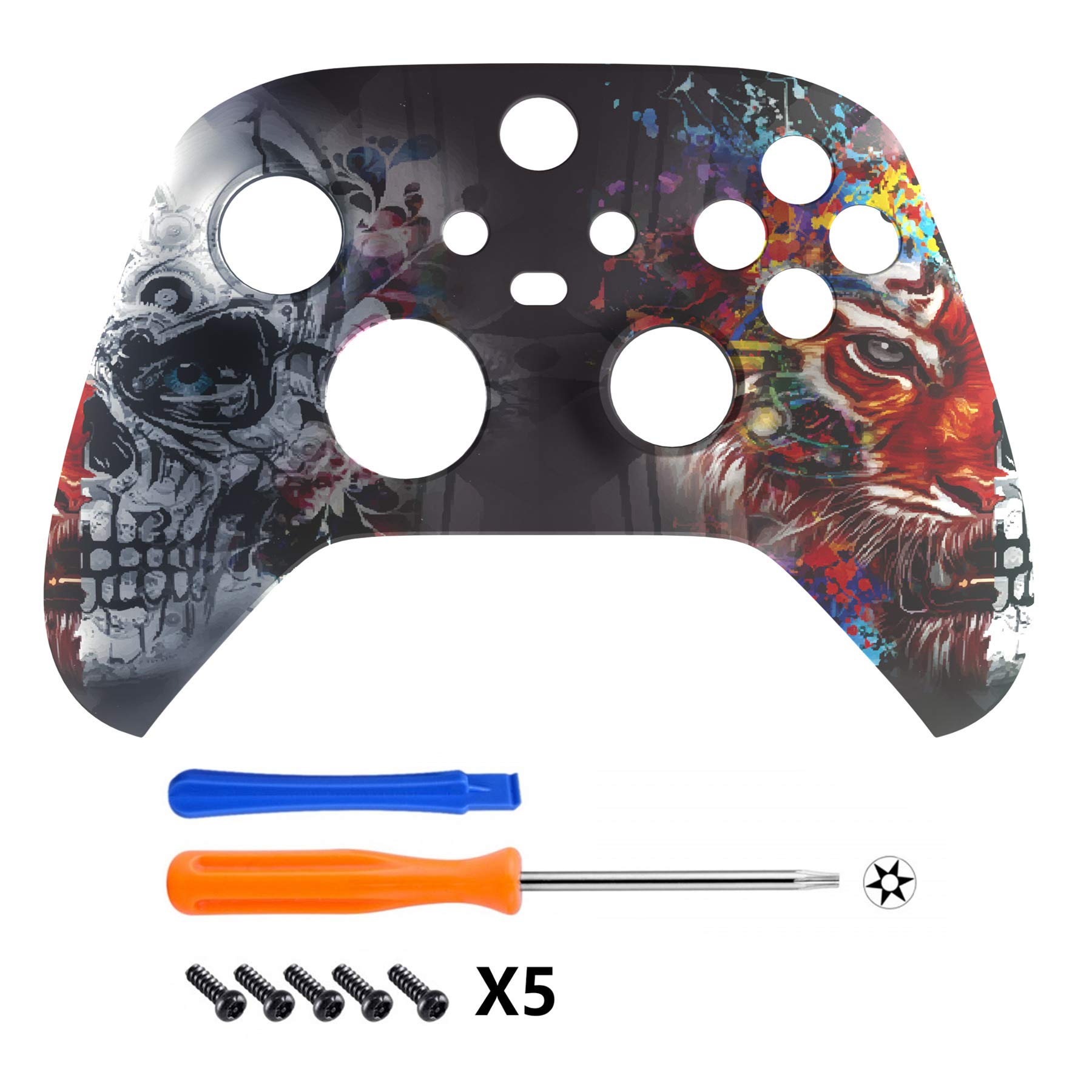 eXtremeRate Custom Shell for Xbox Series X & S Controller - Revitalize Your Controller - Tiger Skull Replacement Cover Front Housing Cover for Xbox Core Controller Wireless [Control NOT Included] - 4