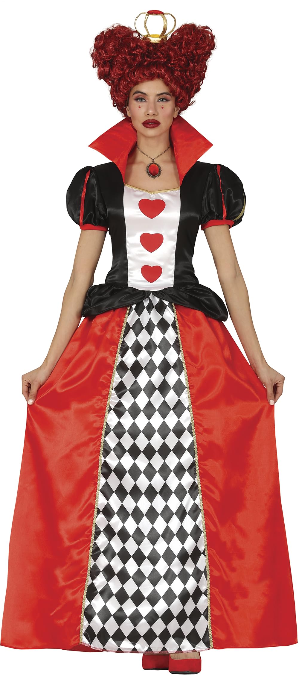 FIESTAS GUIRCA | Lady Hearts Costume - Dress and Crown - Queen of Hearts Costumes for Halloween, Carnival, World Book Day and Costume Parties - Ideal for Adult Women