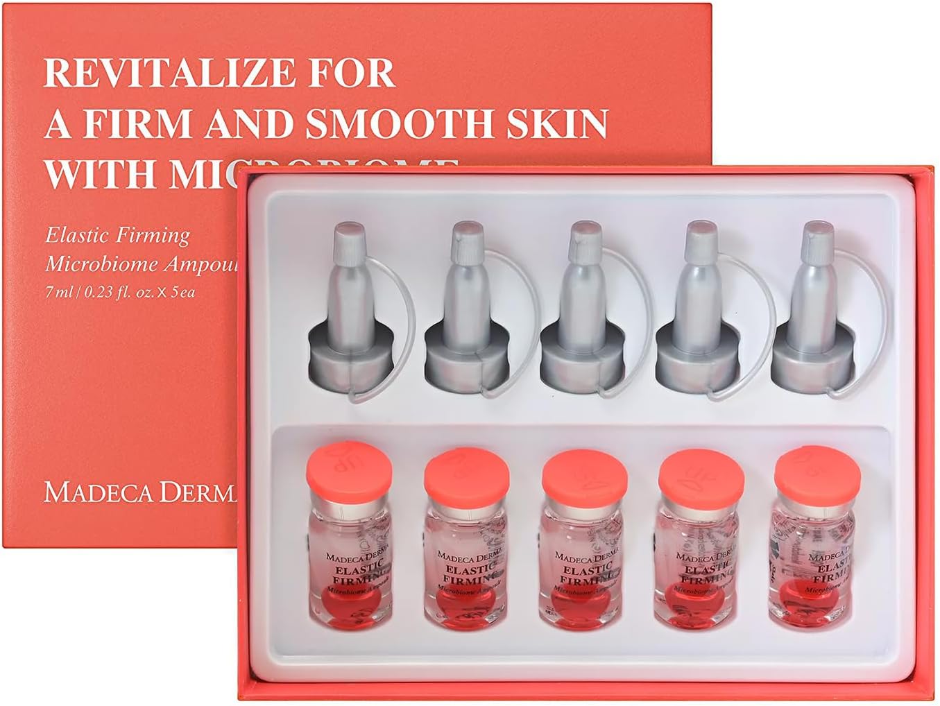 MADECA DERMA Elastic Firming Microbiome Ampoule – Hydrating Korean Skincare with Hyaluronic Acid, Collagen & Peptides for Firmness, Elasticity, Fine Line Reduction & Rejuvenation (0.23 fl oz x 5)