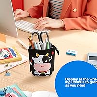 Vista 6 de Lindo estuche de pie de lápices para niños, estuche de lápices desplegable, bolsa de maquillaje, regalo de Navidad, estuche de lápices de lona