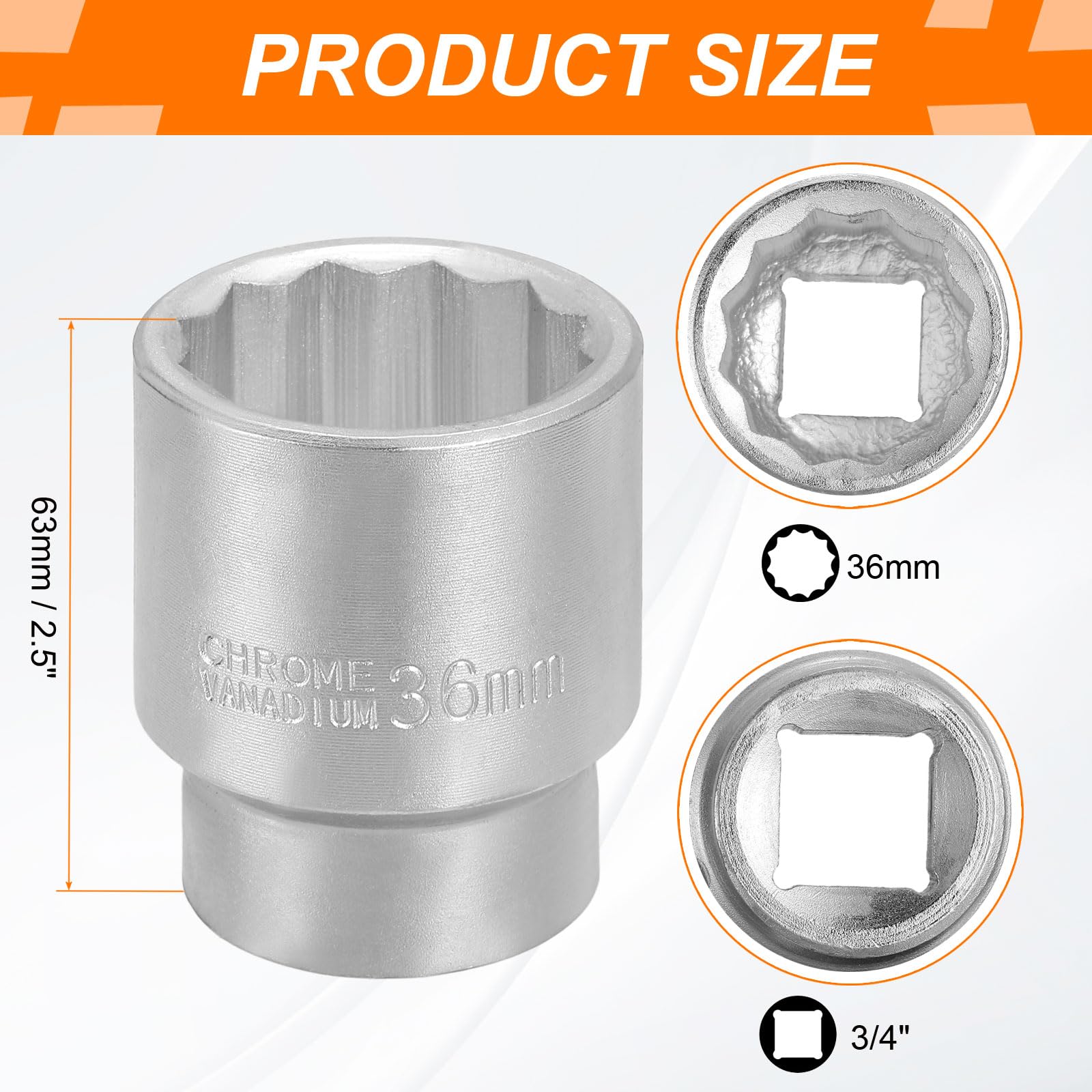 QUARKZMAN 3pz Bussola 12 Punte d'impatto Azionamento 3/4" 36mm