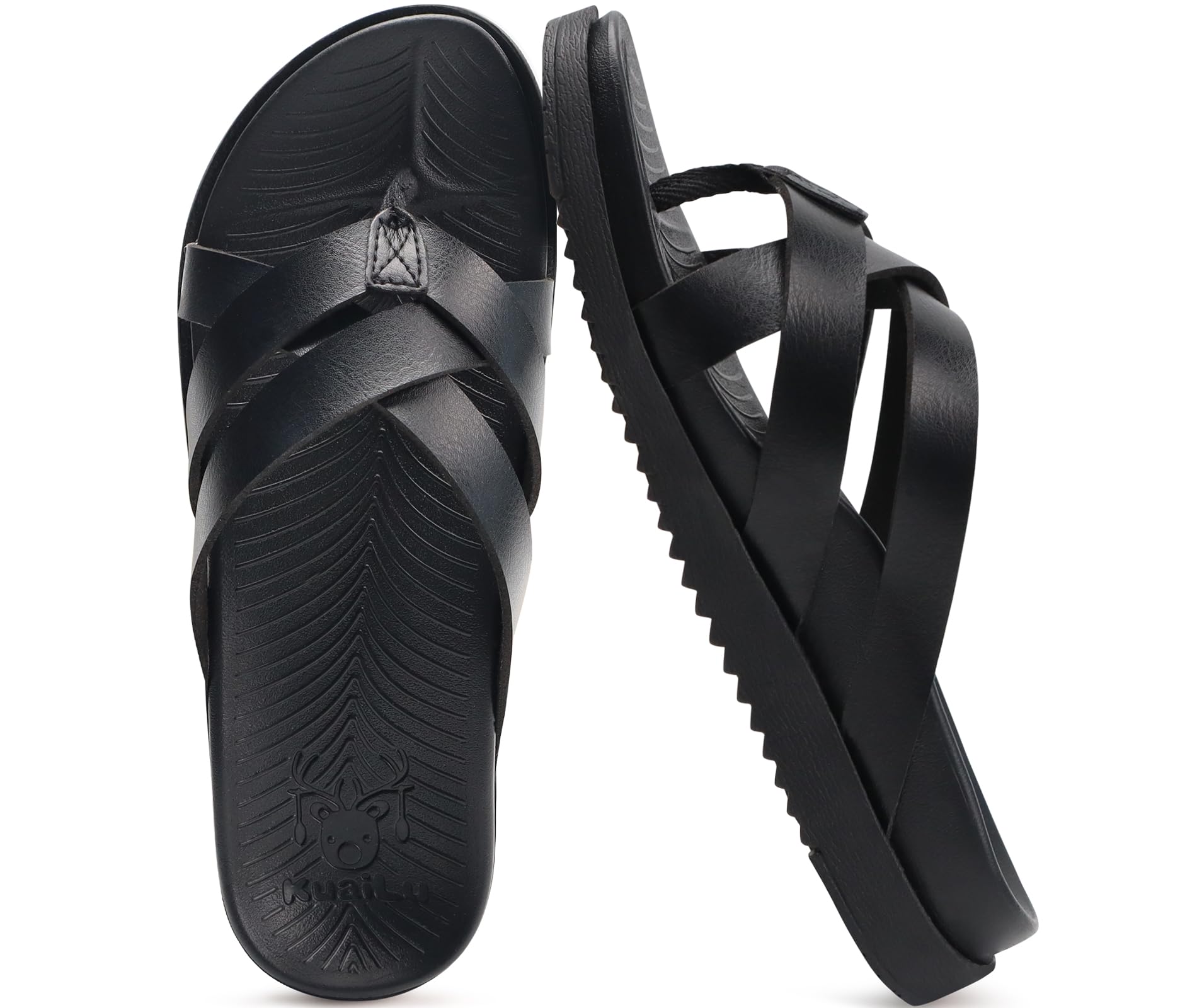 KuaiLu Womens Dressy Orthotic Flip Flops Criss Cross Thong Sandals